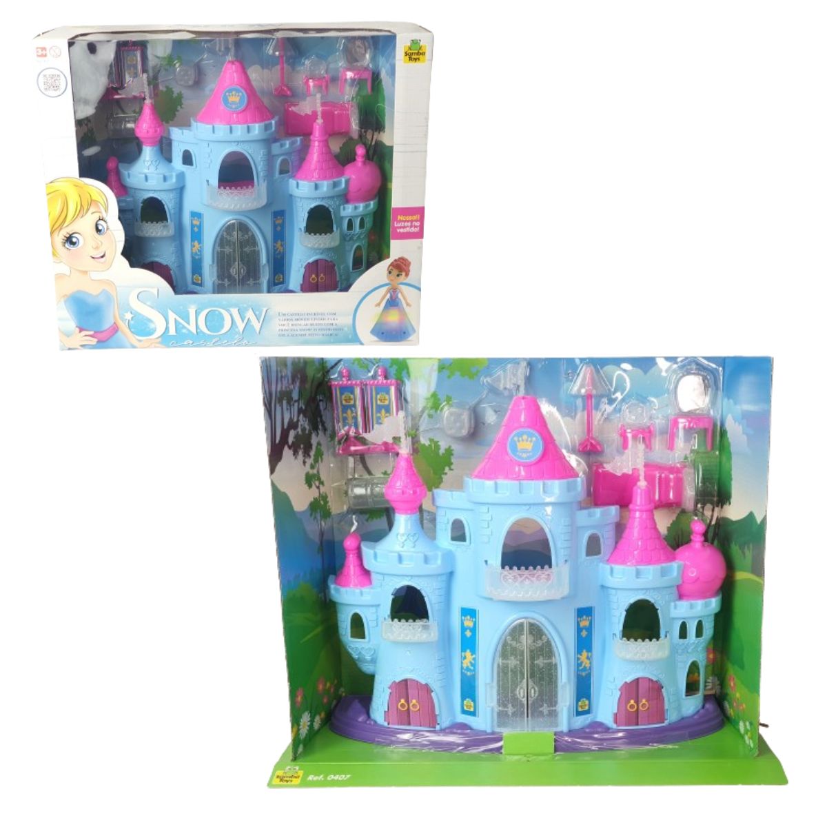 Castelo Com Luz Completo Da Princesa Snow Judy - Samba Toys Castelo Com Luz Completo Da Princesa Snow Judy - Samba Toys